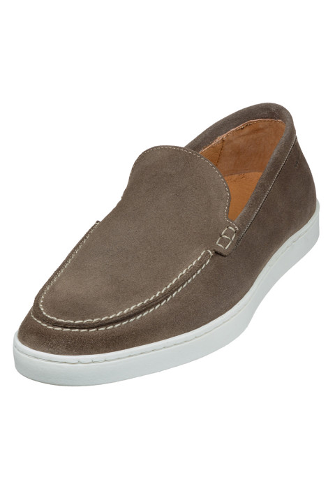 Lugano Slipper aus taupe Veloursleder