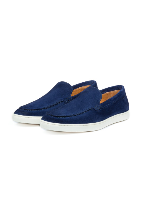 Lugano Slipper aus blau Veloursleder