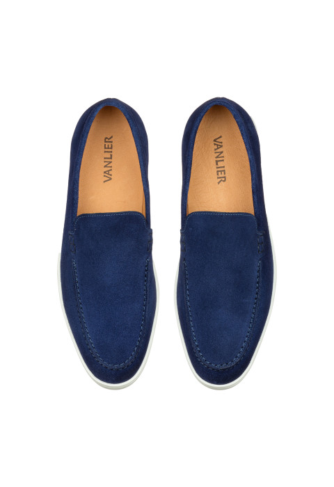 Lugano Slipper aus blau Veloursleder