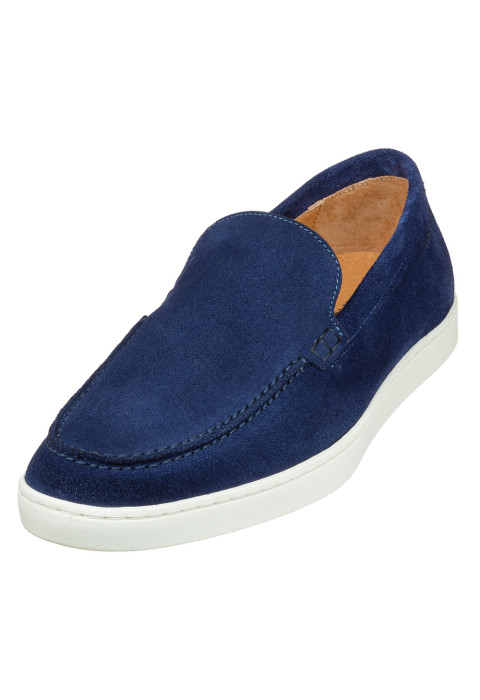 Lugano Slipper aus blau Veloursleder