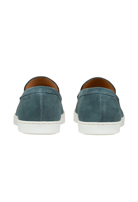 Lugano Slipper aus petrol blau Veloursleder