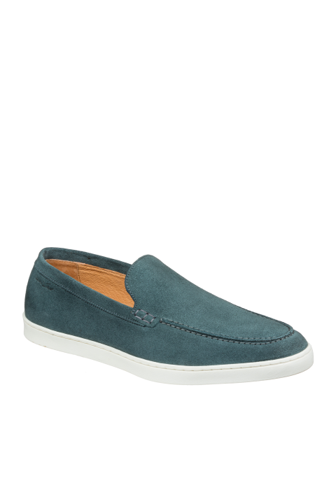 Lugano Slipper aus petrol blau Veloursleder