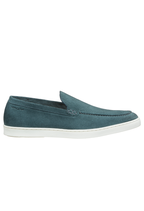 Lugano Slipper aus petrol blau Veloursleder