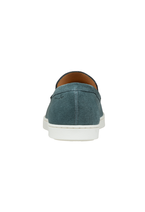 Lugano Slipper aus petrol blau Veloursleder