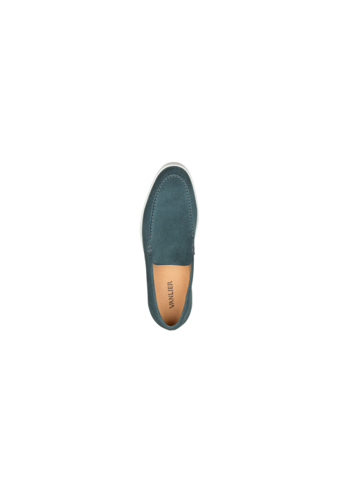 Lugano Slipper aus petrol blau Veloursleder