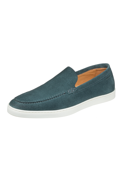 Lugano Slipper aus petrol blau Veloursleder