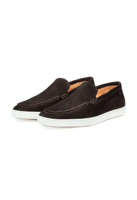 Lugano Slipper aus dunkel braun Veloursleder