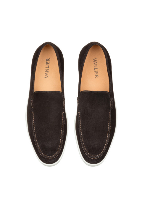 Lugano Slipper aus dunkel braun Veloursleder
