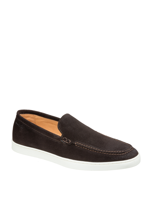 Lugano Slipper aus dunkel braun Veloursleder
