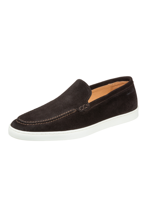 Lugano Slipper aus dunkel braun Veloursleder