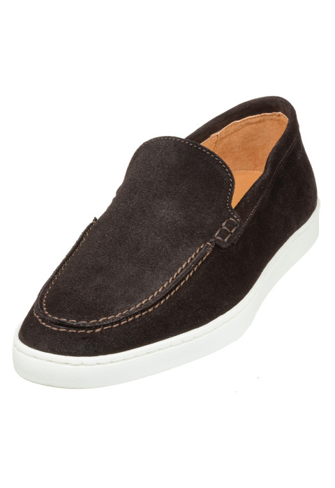 Lugano Slipper aus dunkel braun Veloursleder