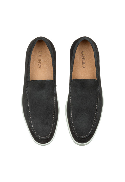 Lugano Slipper aus hell grau Veloursleder