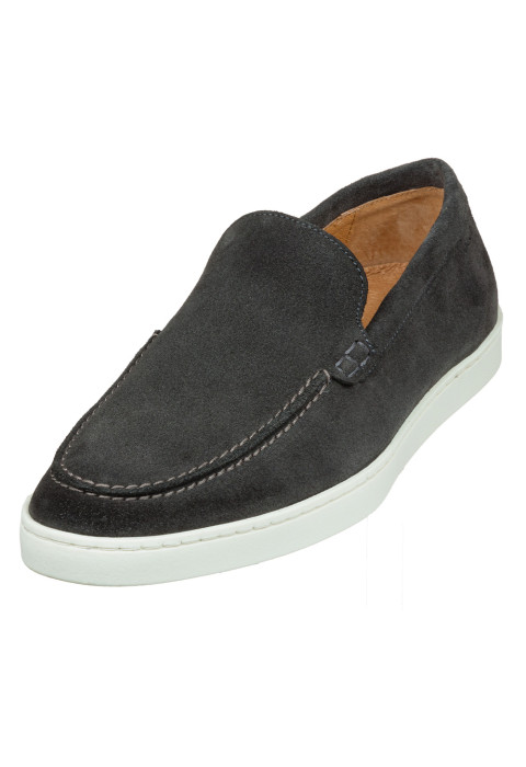Lugano Slipper aus hell grau Veloursleder