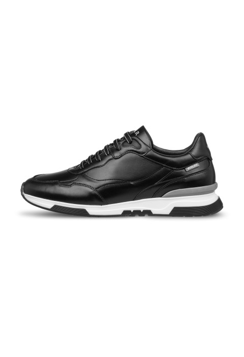 Schwarz Glattleder-Sneaker Romeo