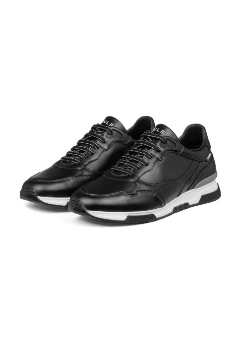 Schwarz Glattleder-Sneaker Romeo