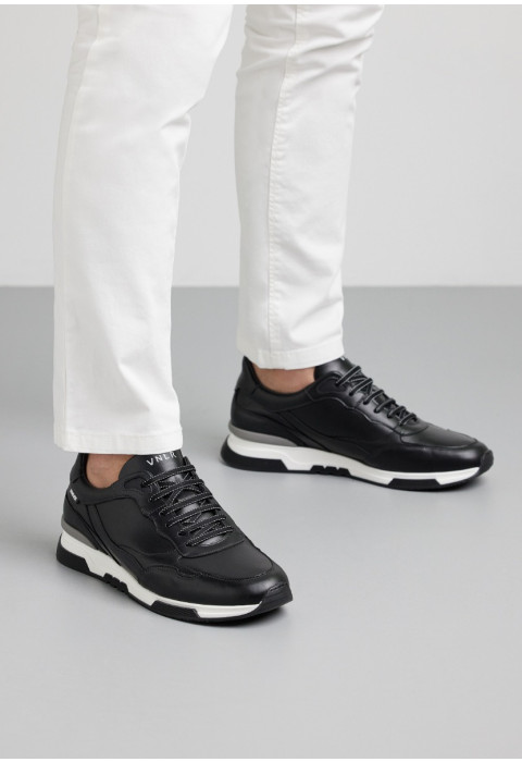 Schwarz Glattleder-Sneaker Romeo