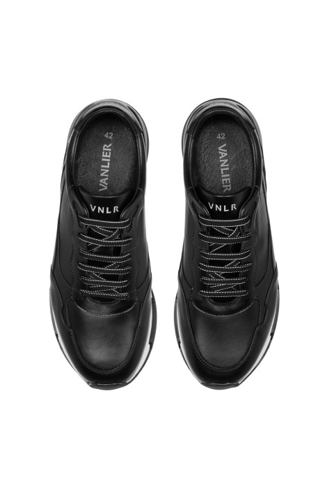 Schwarz Glattleder-Sneaker Romeo