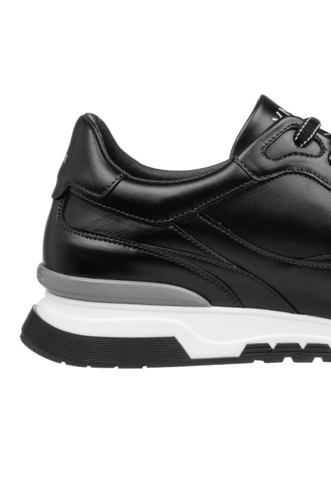 Schwarz Glattleder-Sneaker Romeo