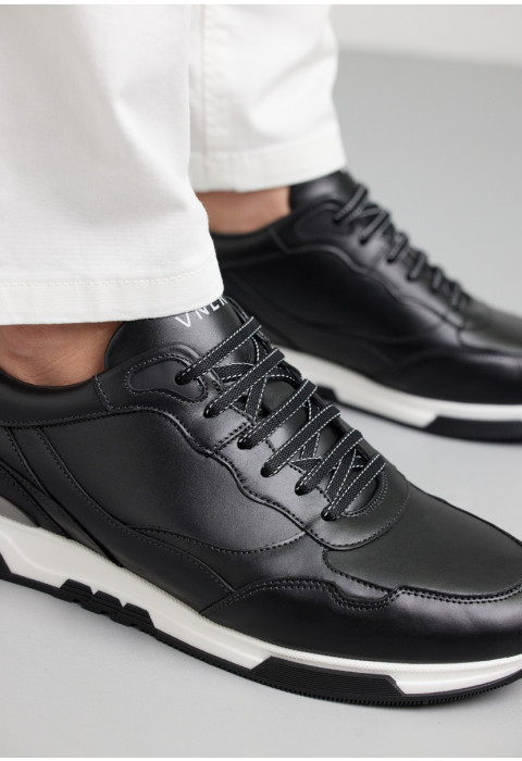 Schwarz Glattleder-Sneaker Romeo