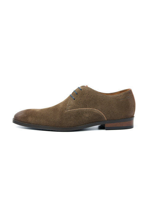 Taupefarbener Veloursleder-Schnürschuh Bregenz