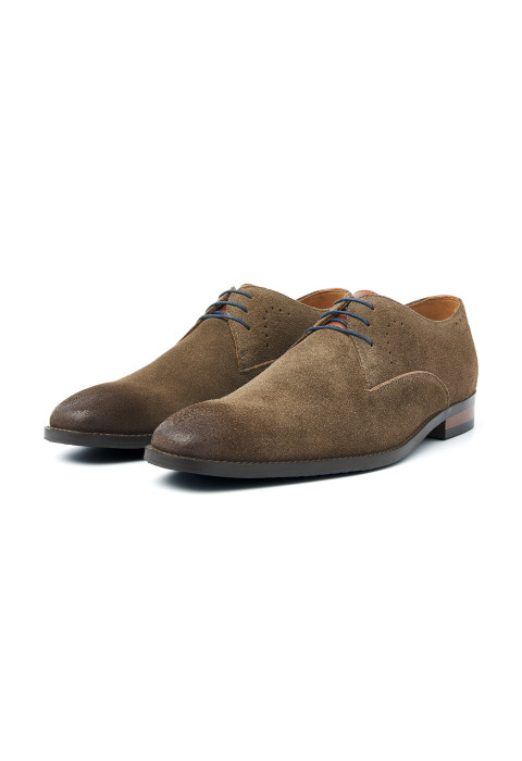 Taupefarbener Veloursleder-Schnürschuh Bregenz