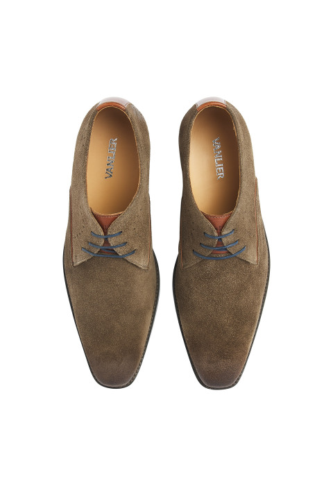 Taupefarbener Veloursleder-Schnürschuh Bregenz