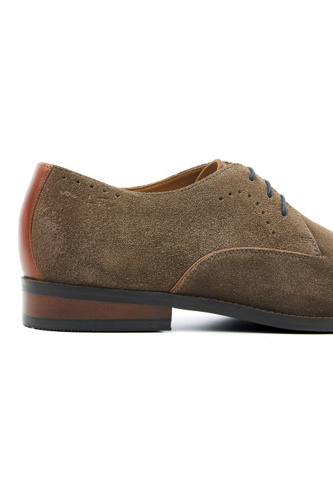 Taupefarbener Veloursleder-Schnürschuh Bregenz