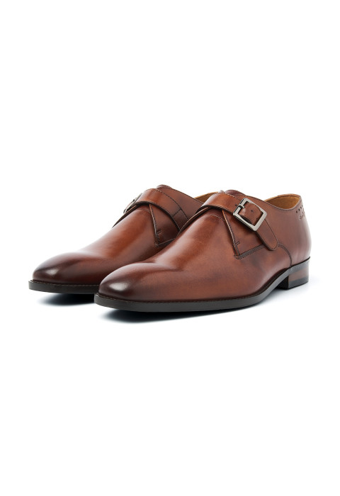 Cognacfarbener Bregenz-Schnallenschuh aus Glattleder